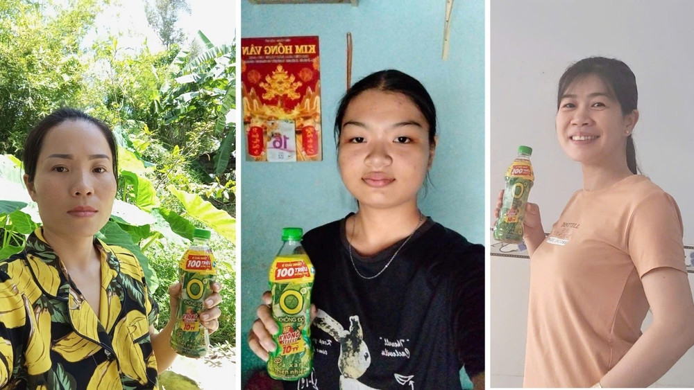 Em Nguyễn Thị Ngọc Trân (đứng giữa) cùng các khách hàng may mắn trúng giải Nhì là 1 voucher trị giá 20 triệu đồng từ trà xanh không độ. tan-hiep-phat-4.jpg