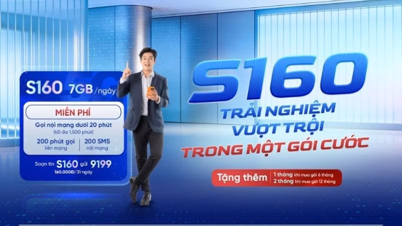 Gói cước S160 được MobiFone thiết kế vừa mang về data, vừa ưu đãi thoại và SMS toàn diện