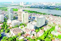 Sông Hồng và khu vực bãi sông, đoạn đi qua trung tâm thành phố Hà Nội.