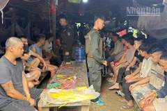 Lực lượng công an khống chế, bắt giữ các đối tượng khai thác vàng trái phép tại xã Gia Phù, tỉnh Sơn La.