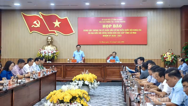 Họp báo cung cấp thông tin về bầu cử của Ủy ban bầu cử tỉnh Cà Mau vào chiều 13/3.