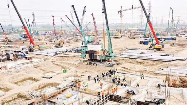 Công trường dự án Khu đô thị thể thao Olympic ở xã Phúc Thượng, Hà Nội (Ảnh VIẾT THÀNH)