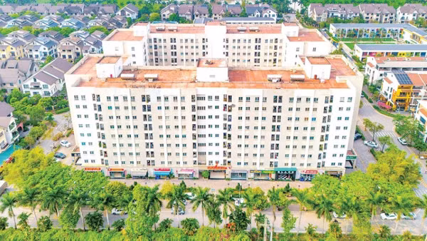 Dự án nhà ở xã hội Bamboo Garden tại xã Quốc Oai gồm 2 khối công trình cao 9 tầng với 432 căn hộ (Ảnh VĂN ĐOAN)