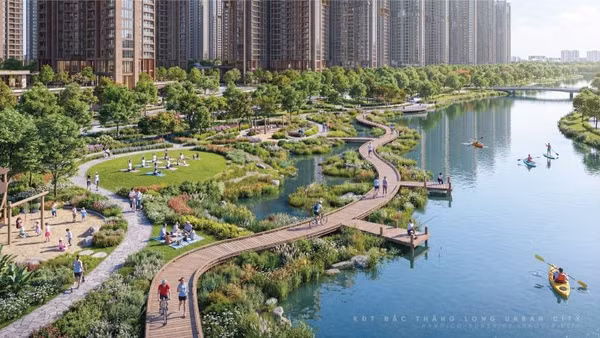 Phối cảnh dự án Khu đô thị đa mục tiêu Bắc Thăng Long Urban City tọa lạc tại các xã Phúc Thịnh, Thiên Lộc và Mê Linh (Hà Nội).