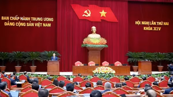  Hội nghị lần thứ hai Ban Chấp hành Trung ương Đảng Cộng sản Việt Nam khóa XIV. (Ảnh: ĐĂNG KHOA)