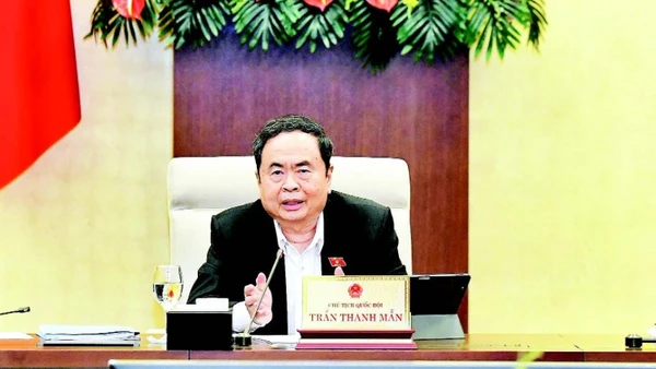 Chủ tịch Quốc hội Trần Thanh Mẫn phát biểu tại phiên họp 51 của Ủy ban Thường vụ Quốc hội. (Ảnh: DUY LINH)