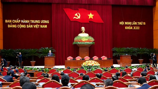 Quang cảnh phiên bế mạc Hội nghị Trung ương 15 khóa XIII. (Ảnh: ĐĂNG KHOA)