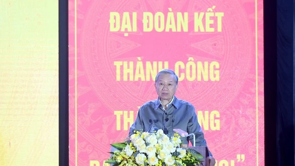 Tổng Bí thư Tô Lâm phát biểu tại ngày hội. (Ảnh ĐĂNG KHOA)