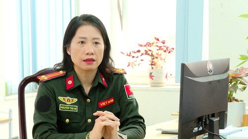 Trung tá Nguyễn Thu Hà, sĩ quan Công an Việt Nam đang làm nhiệm vụ tại Phái bộ UNMISS (Nam Sudan). (Ảnh: VNFPU1)