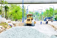 Một dự án đầu tư công đang triển khai thi công tại nút giao Rạch Chiếc.