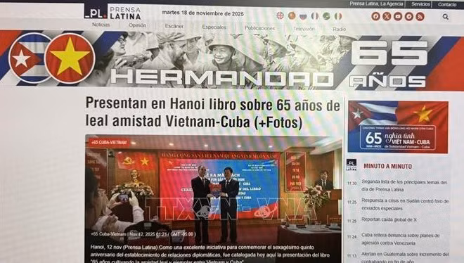 Prensa Latina khai trương chuyên mục “Cuba-Việt Nam: Tình anh em 65 năm”. (Ảnh: TTXVN)