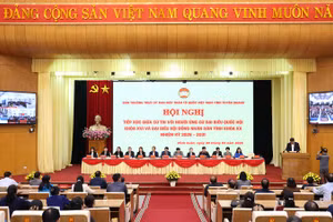 Toàn cảnh hội nghị tại điểm cầu trung tâm hội nghị tỉnh.