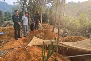 Khu vực phát hiện, cất bốc hài cốt liệt sĩ ở thôn Xi Pa, xã Đakrông, tỉnh Quảng Trị.