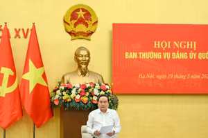 Bí thư Đảng ủy Quốc hội, Chủ tịch Quốc hội Trần Thanh Mẫn phát biểu khai mạc hội nghị Ban Thường vụ Đảng ủy Quốc hội. (Ảnh: Duy Linh)