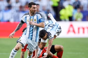 Messi trong trận Argentina thắng Thụy Sĩ 3-1 (Ảnh: TÂN HOA XÃ)