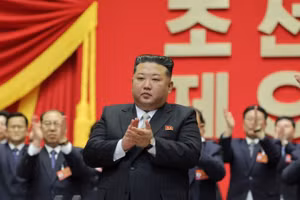 Nhà lãnh đạo Triều Tiên Kim Jong Un tại ngày làm việc thứ tư của Đại hội lần thứ IX Đảng Lao động Triều Tiên ở Bình Nhưỡng ngày 22/2/2026. (Ảnh: Yonhap/TTXVN) 