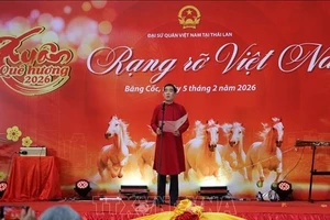 Đại sứ Phạm Việt Hùng phát biểu khai mạc Tết cộng đồng 2026. (Ảnh: Đỗ Sinh/PV TTXVN tại Thái Lan)