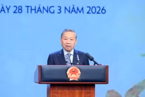 Tổng Bí thư Tô Lâm phát biểu chỉ đạo tại Lễ kỷ niệm 80 năm Ngày truyền thống ngành thể dục thể thao Việt Nam. (Ảnh: ĐĂNG KHOA) 
