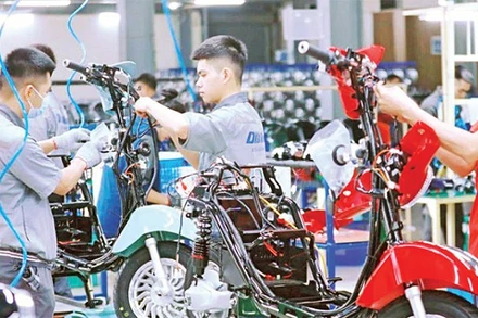 Hoạt động sản xuất tại Công ty trách nhiệm hữu hạn Một thành viên Xe điện DK Việt Nhật.