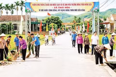 Người dân xã Thái Hòa xây dựng cảnh quan, đường làng xanh, sạch, đẹp.