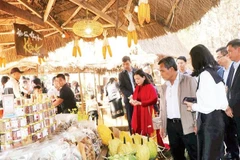 1. Du khách tham quan gian hàng đặc sản địa phương tại hội chợ OCOP.