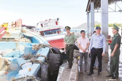 Lãnh đạo Ủy ban nhân dân Thành phố Hồ Chí Minh và xã Long Hải cùng Bộ đội Biên phòng, Công an kiểm tra cảng cá tại Long Hải.