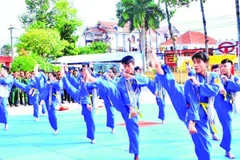 Câu lạc bộ Vovinam thuộc Ban Chỉ huy Phòng thủ Khu vực 1-Long Bình tập luyện.