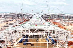 Thi công Nhà ga hành khách sân bay quốc tế Long Thành. (Ảnh ACV)