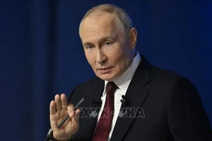 Tổng thống Nga Vladimir Putin phát biểu tại Moskva. Ảnh: AA/TTXVN