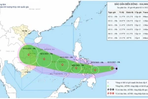 Bản đồ dự báo quỹ đạo và cường độ bão Kalmaegi phát lúc 20 giờ tối 2/11/2025. (Nguồn: Trung tâm Dự báo khí tượng thủy văn quốc gia)