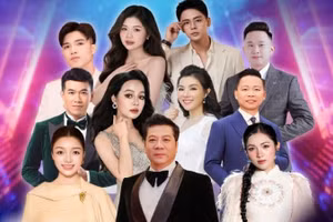 Dàn ca sĩ tham dự Chương trình nghệ thuật đặc biệt “Biển Việt Nam - Hành trình không gian xanh”. (Ảnh: Ban tổ chức cung cấp)