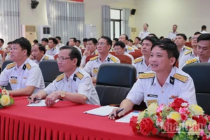 Các thí sinh Bộ Tư lệnh Vùng 3 Hải quân tham gia Hội thi cán bộ giảng dạy chính trị năm 2026.