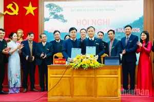 Ký Quy chế phối hợp và Giao ước thi đua trong đơn vị. (Ảnh: THANH SƠN)