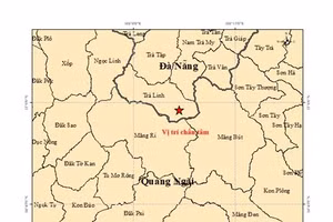 Vị trí chấn tâm. (Nguồn: Trung tâm Báo tin động đất và cảnh báo sóng thần, Viện Các khoa học Trái Đất)