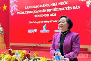 Phó Thủ tướng Phạm Thị Thanh Trà chúc Tết Đảng bộ, nhân dân tỉnh Lào Cai. (Ảnh: THANH SƠN)