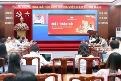 Toàn cảnh ra mắt nền tảng "Mặt trận số" tại đầu cầu Trụ sở Ủy ban Trung ương Mặt trận Tổ quốc Việt Nam.