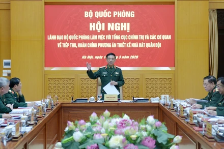 Đại tướng Phan Văn Giang chủ trì hội nghị. 