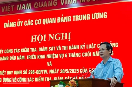 Đồng chí Đoàn Anh Dũng, Phó Chủ nhiệm Ủy ban Kiểm tra Trung ương phát biểu ý kiến chỉ đạo. (Ảnh: PHẠM CƯỜNG)
