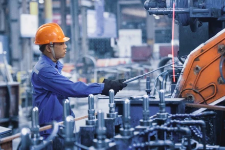 Hoạt động sản xuất tại Công ty TNHH thép Hòa Phát, tỉnh Hưng Yên.