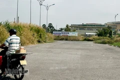 Đường vào khu Trung tâm Y học hạt nhân và Xạ trị (thuộc Bệnh viện Ung bướu Kiên Giang). 