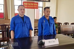 Bị cáo Nguyễn Văn Tình (bên trái) và Nguyễn Thanh Em.