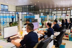 Quầy làm thủ tục Hải quan tại Nhà liên ngành cửa khẩu quốc tế Hữu Nghị, tỉnh Lạng Sơn.