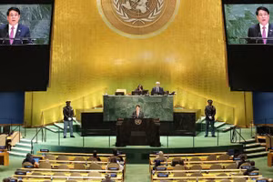 Chủ tịch nước Lương Cường phát biểu tại Phiên thảo luận. (Ảnh: TTXVN)