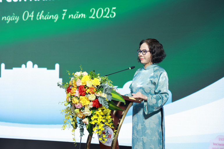 Tiến sĩ Trịnh Thị Thu Hà, Hiệu trưởng Trường Cao đẳng Thương mại và Du lịch Hà Nội phát biểu tại sự kiện. 0y1a9366.jpg