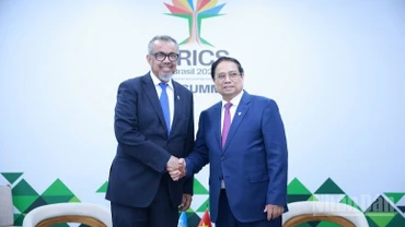 Thủ tướng Phạm Minh Chính tiếp Tổng Giám đốc Tổ chức Y tế Thế giới (WHO) Tedros Adhanom Ghebreyesus. (Ảnh: VGP/Nhật Bắc)