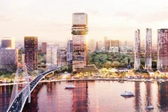 Tòa nhà Trung tâm tài chính Saigon Marina cao 55 tầng bên bờ sông Sài Gòn vừa đưa vào vận hành.