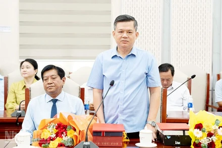 Phó Chủ tịch Ủy ban nhân dân tỉnh An Giang, Giang Thanh Khoa phát biểu. (Ảnh: An Giang online)