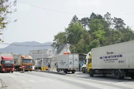 Các phương tiện xuất nhập khẩu tại khu vực Cửa khẩu Quốc tế Hữu Nghị, tỉnh Lạng Sơn.