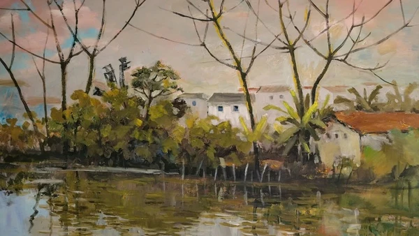 Trích từ tác phẩm "Lung linh ao quê" của họa sĩ Quỳnh Thơm.