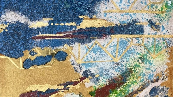 Một trích đoạn tác phẩm "Trừu tượng", tranh sơn mài của Đỗ Công Sơn.